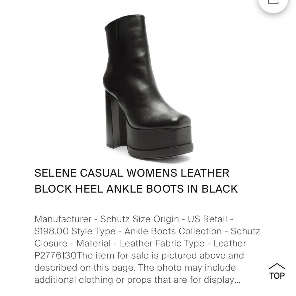 SCHUTZ Black Leather Platform Block Heel Ankle Boots